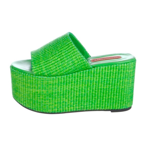Simon Miller Green Woven Platform Slides - Picture 3 of 5